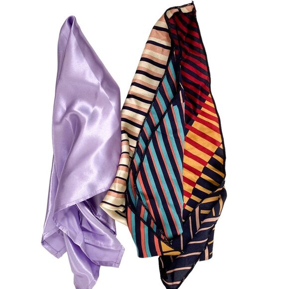 H&M Silk Striped Purple Hair Scarf Bandanas - Picture 1 of 3